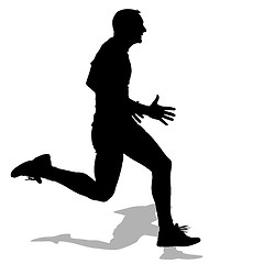 Image showing Athlete on running race, silhouettes. Vector illustration.