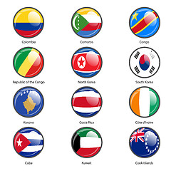 Image showing Set circle icon  Flags of world sovereign states. Vector illustr