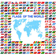 Image showing Flags of the world and  map on white background. Vector illustra