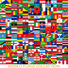 Image showing Flags of the world and  map on white background. Vector illustra