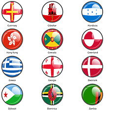 Image showing Set circle icon  Flags of world sovereign states. Vector illustr