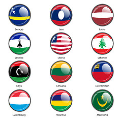 Image showing Set circle icon  Flags of world sovereign states. Vector illustr