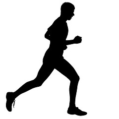 Image showing Running black silhouettes. Vector illustration.