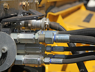 Image showing Hydraulic connectors. Agricultural machinery