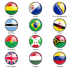 Image showing Set circle icon  Flags of world sovereign states. Vector illustr