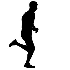 Image showing Running black silhouettes. Vector illustration.