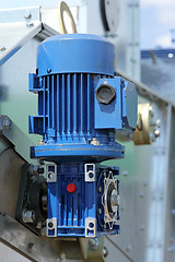 Image showing Blue powerful electric motors for modern industrial equipment