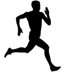 Image showing Athlete on running race, silhouettes. Vector illustration.