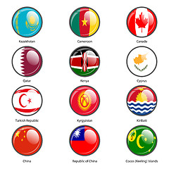 Image showing Set circle icon  Flags of world sovereign states. Vector illustr