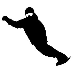 Image showing Black silhouette  snowboarder on white background. Vector illust