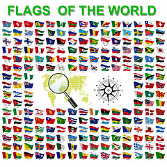 Image showing Set of Flags of world sovereign states. Vector illustration.