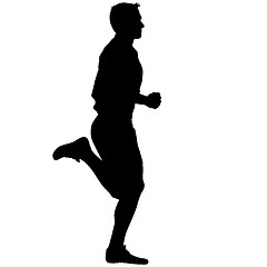 Image showing Athlete on running race, silhouettes. Vector illustration.