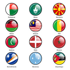 Image showing Set circle icon  Flags of world sovereign states. Vector illustr