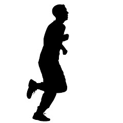 Image showing Running black silhouettes. Vector illustration.