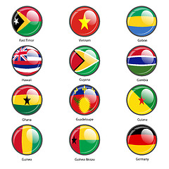 Image showing Set circle icon  Flags of world sovereign states. Vector illustr