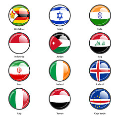 Image showing Set circle icon  Flags of world sovereign states. Vector illustr