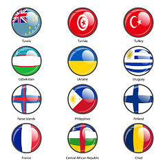 Image showing Set circle icon  Flags of world sovereign states. Vector illustr