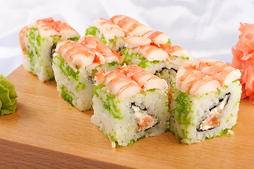 Image showing Sushi futomaki with shrimp