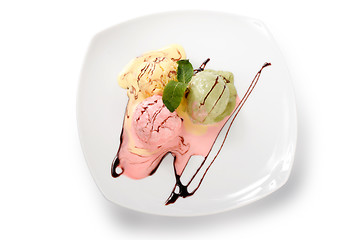Image showing Colored ice cream on a plate