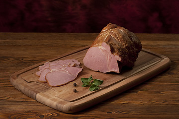 Image showing Smoked ham on the table