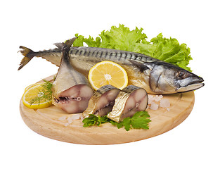 Image showing A composition with mackerel fish