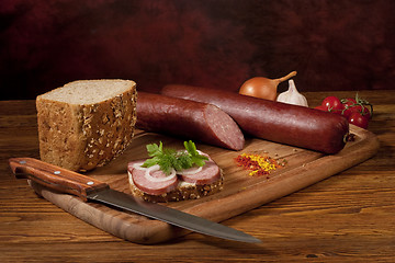 Image showing Sausage on the table