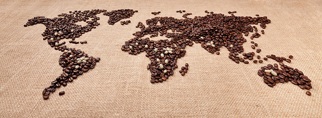 Image showing Map made of coffee