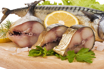 Image showing A composition with mackerel fish