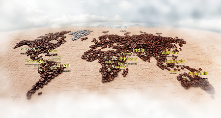 Image showing Map made of coffee