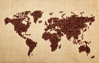 Image showing Map made of coffee