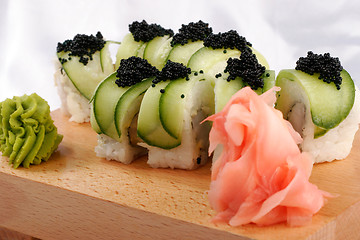 Image showing Sushi and black caviar