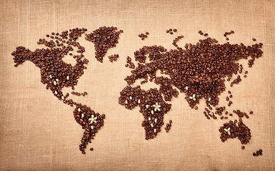 Image showing Map made of coffee