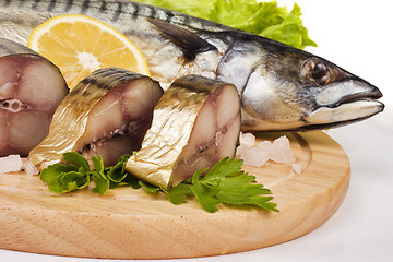 Image showing A composition with mackerel fish