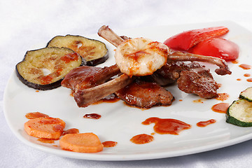 Image showing Bone lamb platter. Teppan-yaki dish