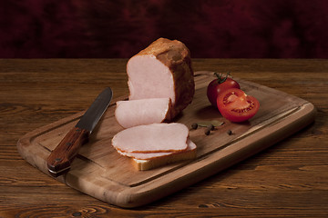 Image showing Smoked ham on the table