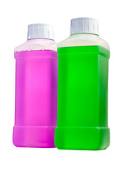 Image showing Plastic bottles with cleaning liquid