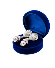Image showing Earring in blue present box