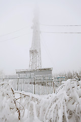 Image showing Frozen radio transmitting tower