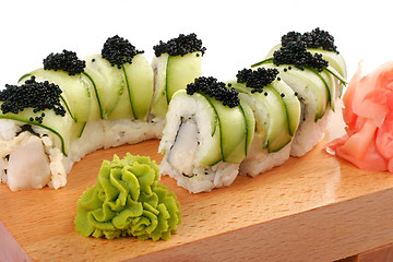 Image showing Shushi and black caviar