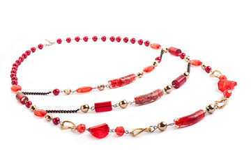 Image showing Red gem necklace closeup