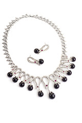 Image showing Necklace with black pearls