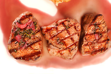 Image showing Grilled meat closeup