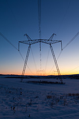 Image showing Daybreak above powerlines