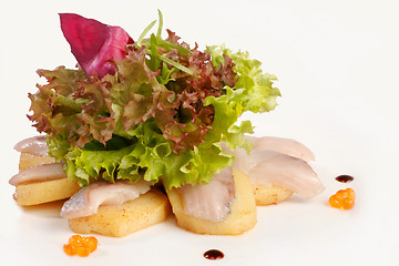 Image showing Sashimi with salad