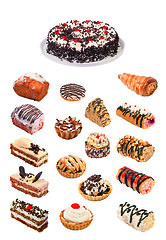 Image showing Collage of cakes. File includes detailed clipping path