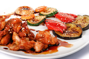 Image showing Tepan-Yaki meat and vegetables