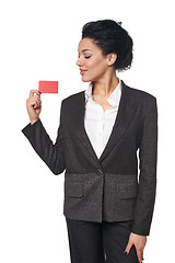 Image showing Business woman showing blank credit card