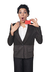 Image showing Business woman showing blank credit card