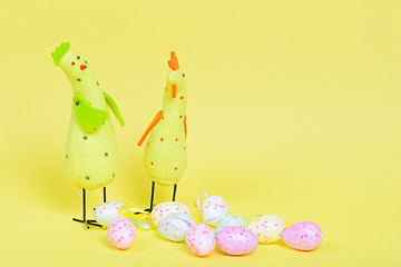 Image showing Easter chickens and eggs