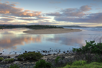 Image showing Sunrise Minamurra River ocean entrance